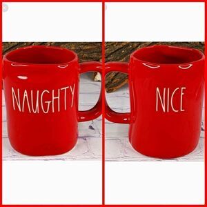 Rae Dunn NAUGHTY or NICE Double-Sided Red Ceramic Mug